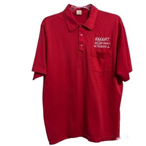 Vintage Car Salesman Polo Shirt Red Size Large made in the USA by Heartwell